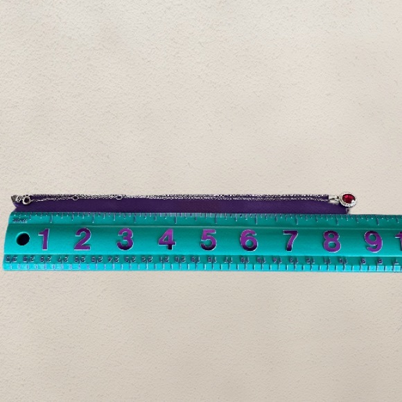 Vintage Sarah Coventry Sterling Chain Red Stone Necklace - Picture 3 of 7